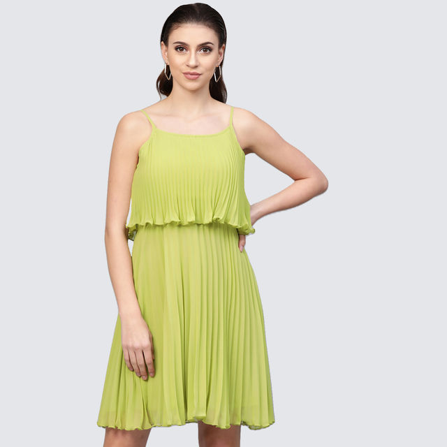 SASSAFRAS Women's Pleated Short Strappy Skater Dress - Buy at 702 Online |  Instant Delivery - Zepto