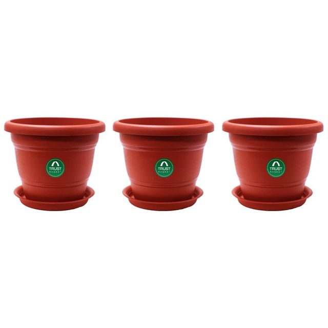TrustBasket 14 Inch Round Pot with Saucer | Large Pots for Balcony & Indoor Use