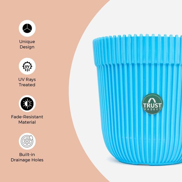 TrustBasket Rim Pot - 5 Inch Tabletop Planters | Plastic Pots for Home & Garden