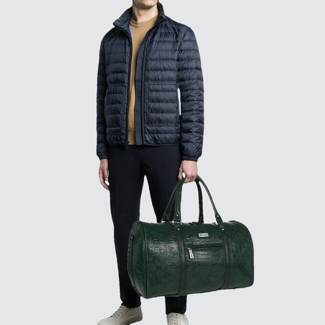 Buy Fur Jaden 32 L Green Textured Vegan Leather Spacious Weekender