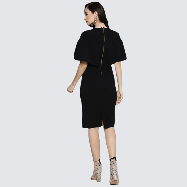 Sassafras Black Frill Cape Bodycon Dress S / Black Sassafras Black Frill Cape Bodycon Dress S / Black