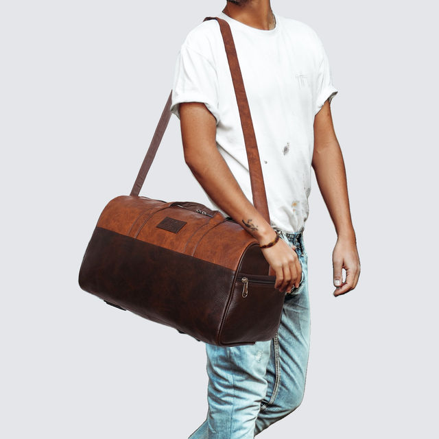 Buy Fur Jaden 24 L Vegan Leather Casual Duffle cum Gym Bag for Men