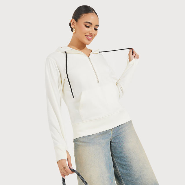 epine é frill zip sweat blouson white Buy Styli Women's Regular Length Regular Fit- Half Zipper