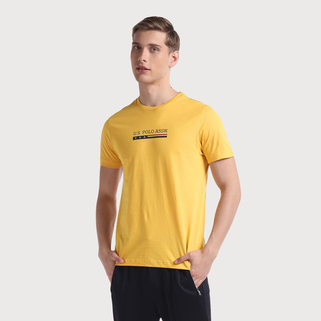 Buy U.S. Polo Assn. Men's Solid T-shirt | Ochre Yellow - XL Online