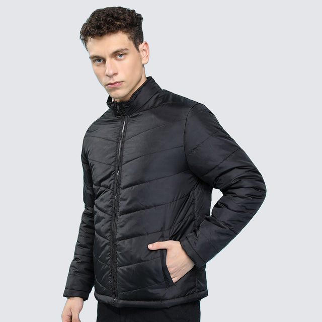 Buy Highlander Men's Stand Collar Padded Jacket | Black - 2XL
