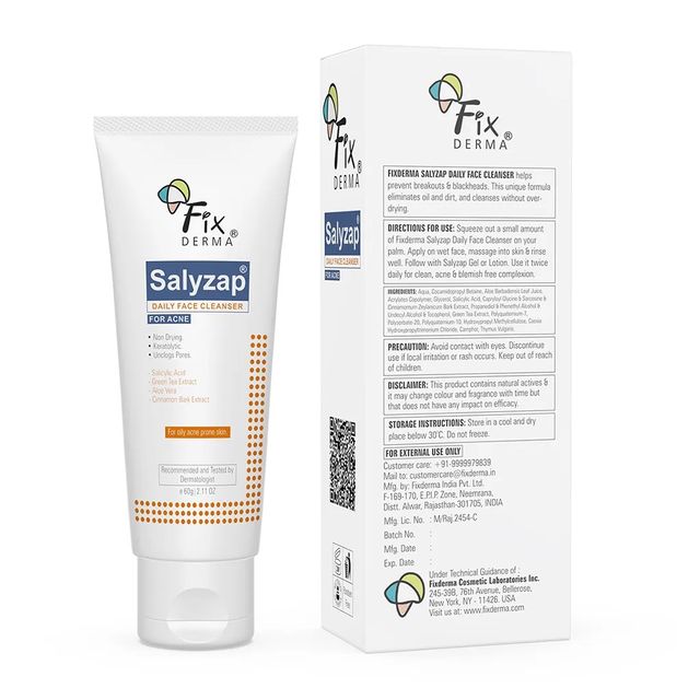 Fixderma 2% Salicylic Acid Face Wash for Acne Control, Oil-Free Cleanser