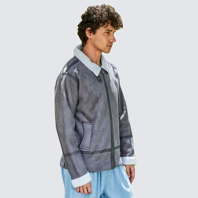 Buy Campus Sutra Men's Fleece Lined Biker Jacket | Moon Grey