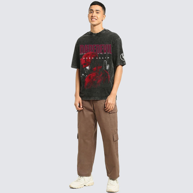 参価12万【ペーター ペトロフ】ONE OF SOME ヴァルーズシャツスモック Bewakoof Men's Marvel Daredevil Graphic Printed Oversized Acid