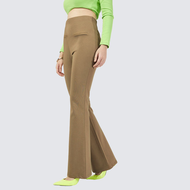 Buy SASSAFRAS Women's Pocket Bell Bottom Pants | Beige - S Online