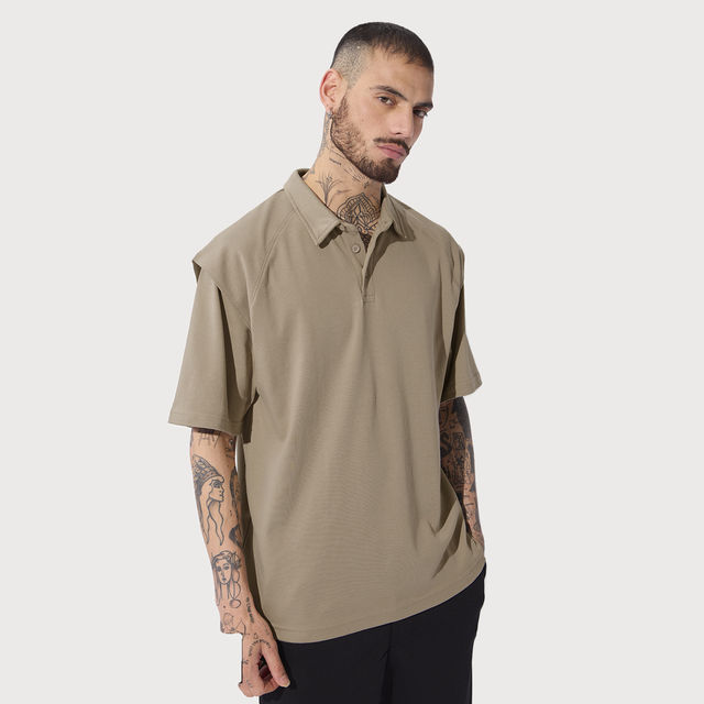 Buy The Souled Store Men's Korean Oversized Polo | Beige - XL
