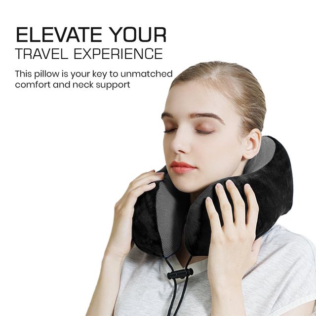Billebon Unisex Velvet Neck Pillow | Black