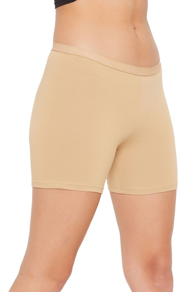 Clovia Women's Cotton Spandex Boyleg Panty | Beige - S