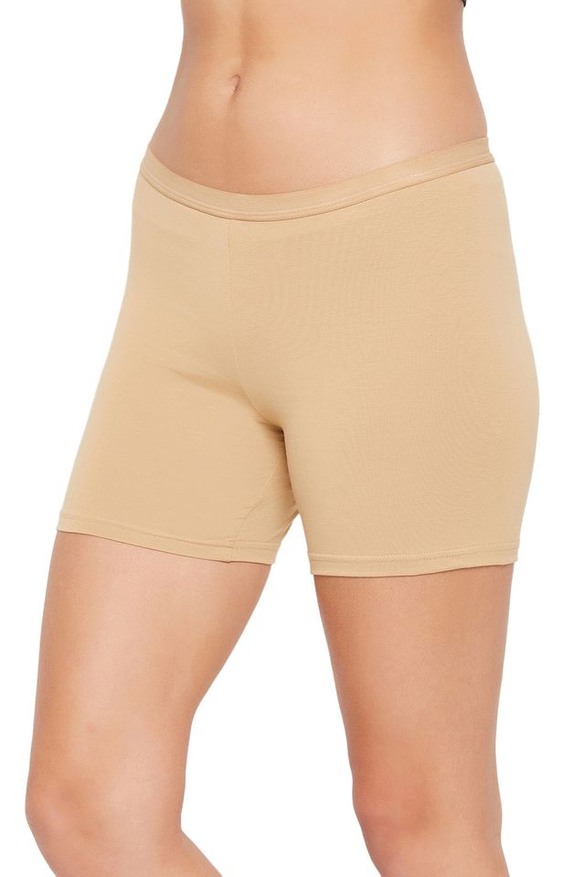 Clovia Women's Cotton Spandex Boyleg Panty | Beige - S