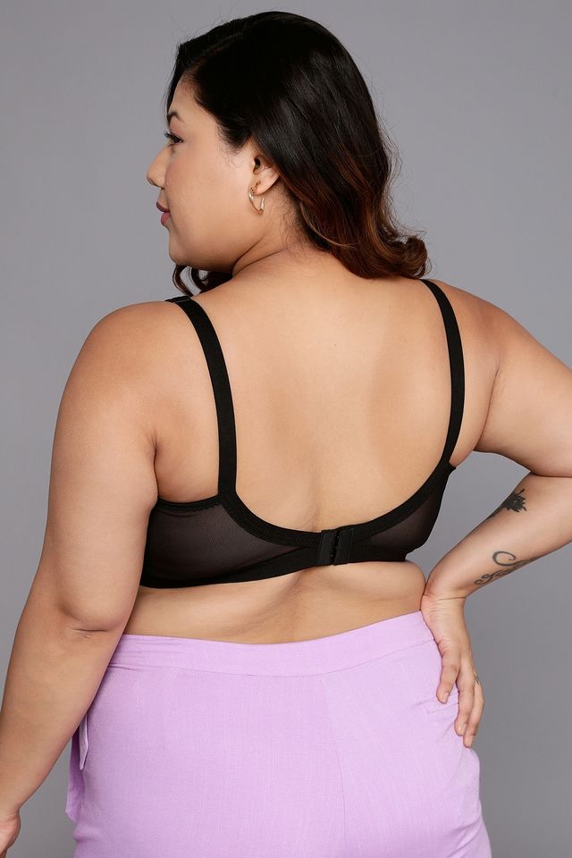 Clovia Women Non-Padded Non-Wired Spacer Cup Full Figure Bra - Cotton Rich | Black | 38B