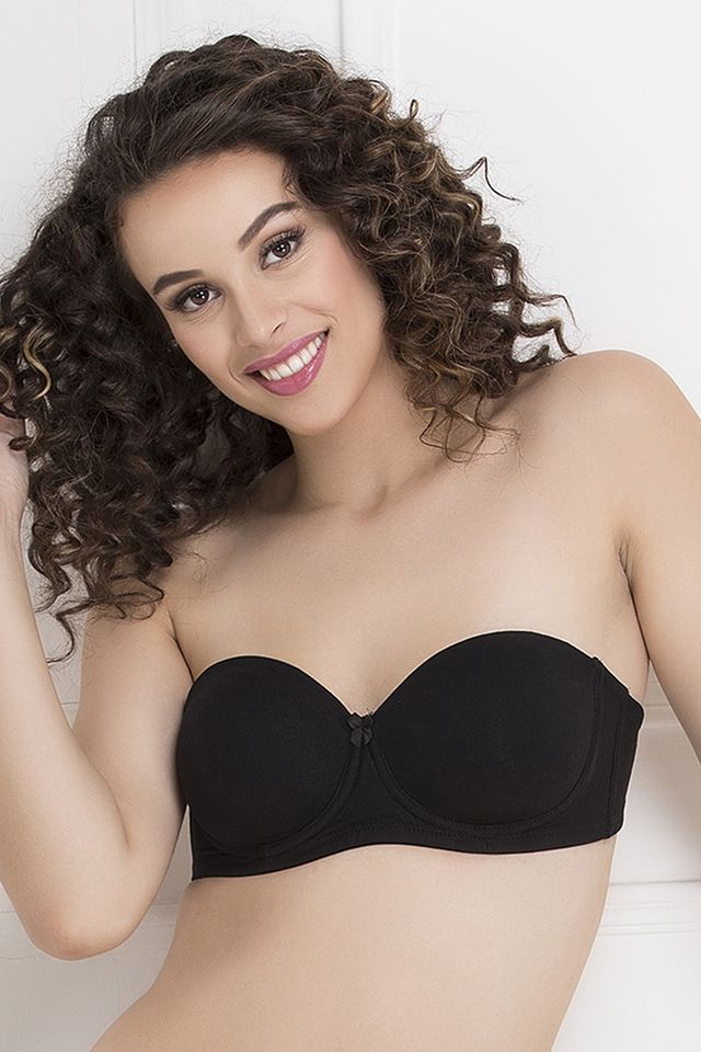 Clovia Women Padded Underwired Full Cup Multiway Strapless T-Shirt Bra - Cotton | Black | 34C