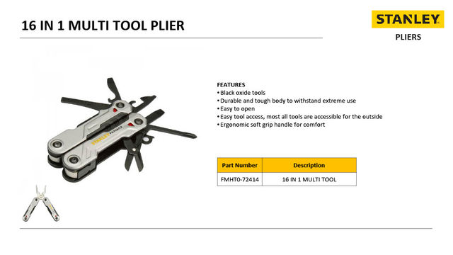 STANLEY FATMAX FMHT0-72414 16-in-1 Multi-Tool, Foldable, Bi-Material Handle,Ideal For Home & Camping