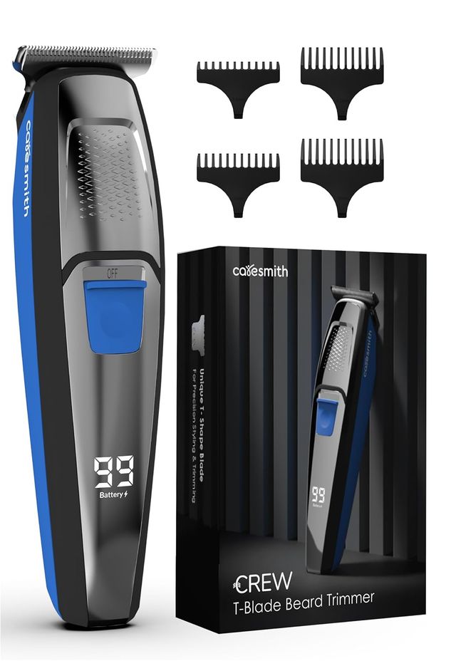 Caresmith Crew T-Blade Beard Trimmer: Precision Steel Blade Trimmer with LED Display