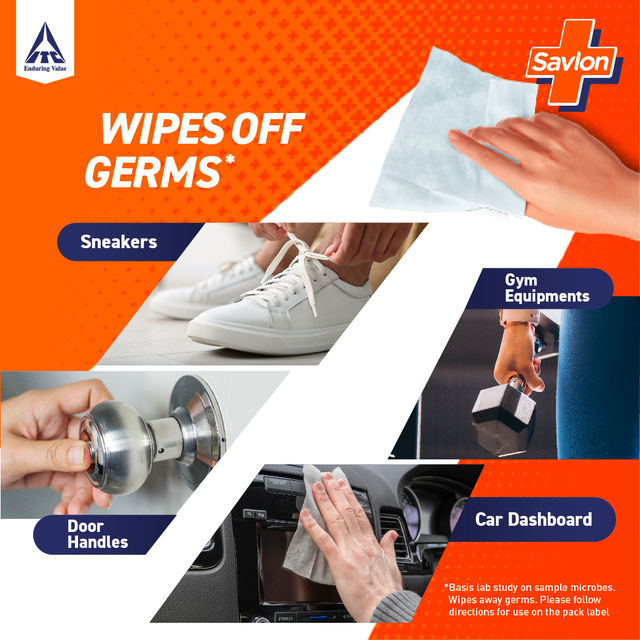 Savlon Germ Protection Wipes, Germ Protection, Skin Friendly pH, For Hands, Body, Surface