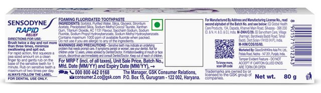 Sensodyne Mouthwash Complete Protection+ (100ml) & Sensodyne Rapid Relief Long Lasting Protection For Sensitive Teeth Toothpaste (80g) Combo