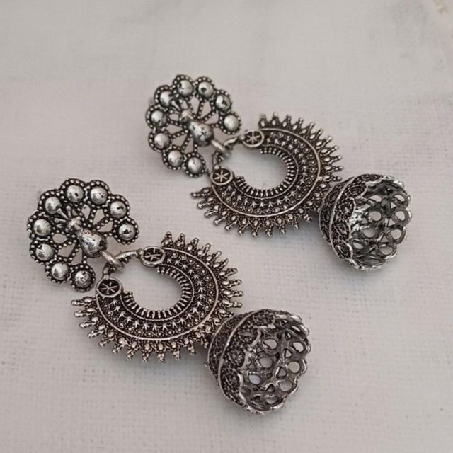 Oxidised Women'S Long Jhumki Earrings