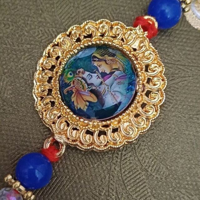 Gullak Radha Krishna Frame Rakhi - Divine Design