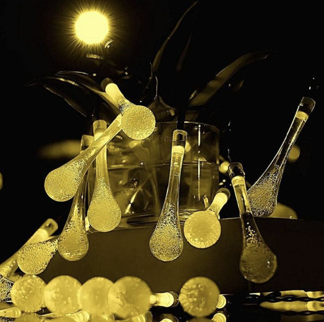 Quace Crystal Rain Drop Warm White String Light
