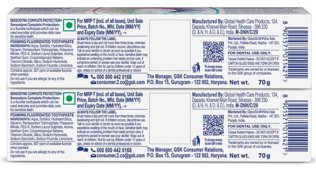 Sensodyne Toothpaste Complete Protection+, All in One Daily Oral Care Tooth Paste Combo Pack