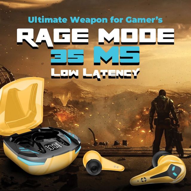 Hoppup Xo3 Gaming Earbuds With 35Ms Low Latency, 13Mm Drivers (Yellow, True Wireless)