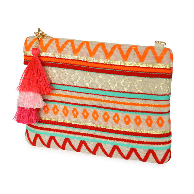 Priyaasi Women's Fabric 1 L Zipper Pouch | Multicolour - One Size