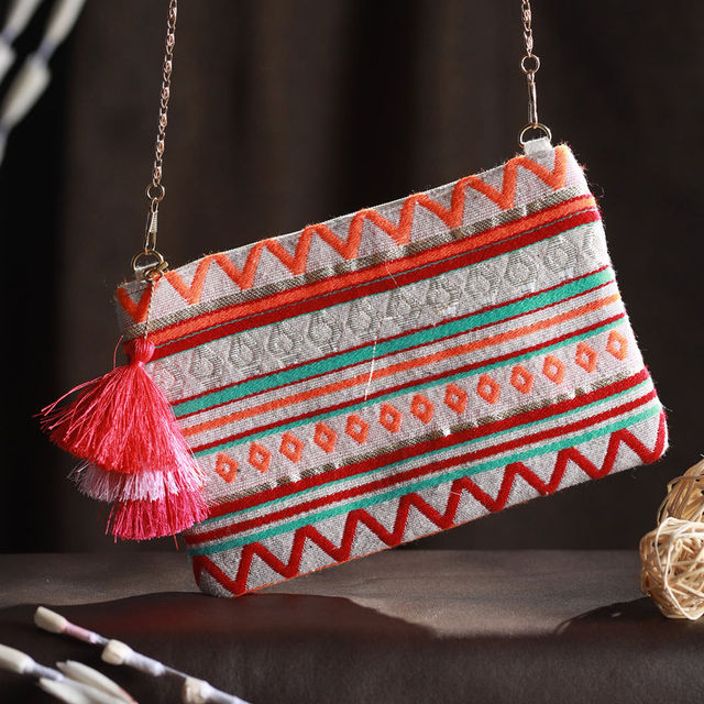 Priyaasi Women's Fabric 1 L Zipper Pouch | Multicolour - One Size