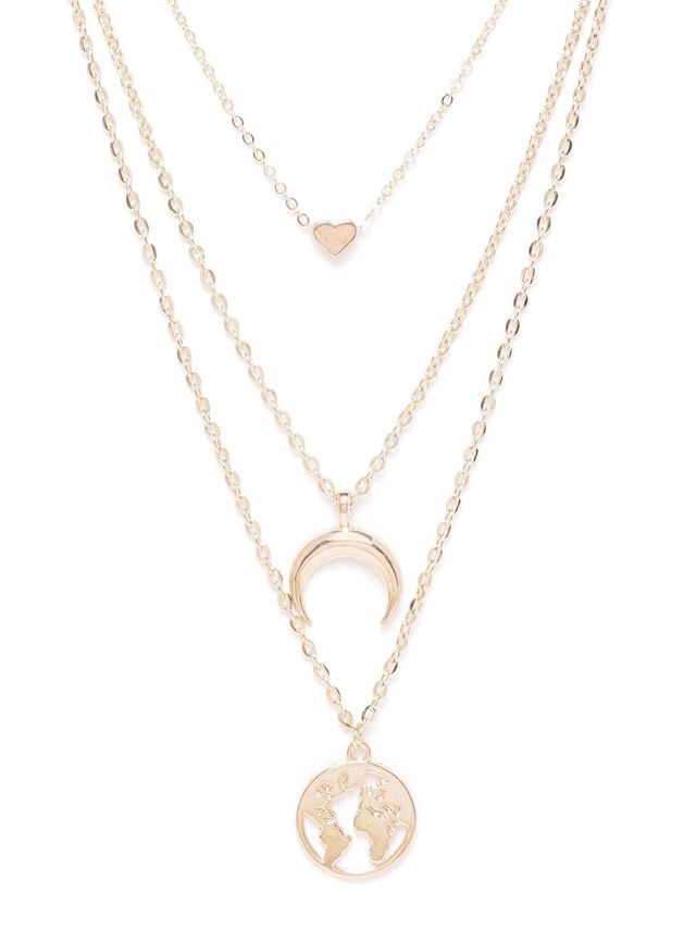 Fnp Mother S Day 5 Carnation Bouquet (1pc) & Youbella Jewellery Stylish Alloy Gold Plated Pendant Necklace For Women (Gold)(Ybnk_5788) (1pc) Combo