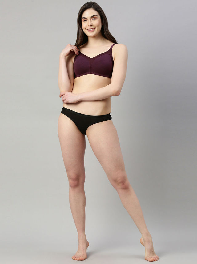 Enamor Women's AB75 Full Support Fab-Cool Cotton Bra | Non Padded | Wirefree | Purple - 38C