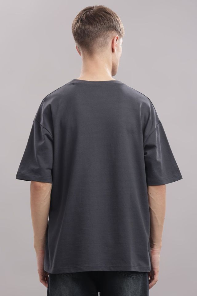 Springman Men Cotton French Terry Oversized T-shirt | Grey - XL