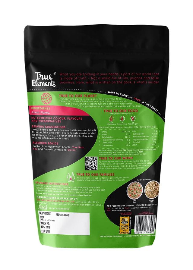 True Elements Plain Jowar Flakes