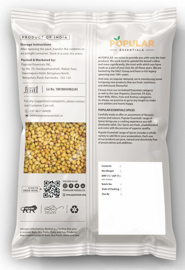 Popular Essentials Dhania (Coriander Seeds)