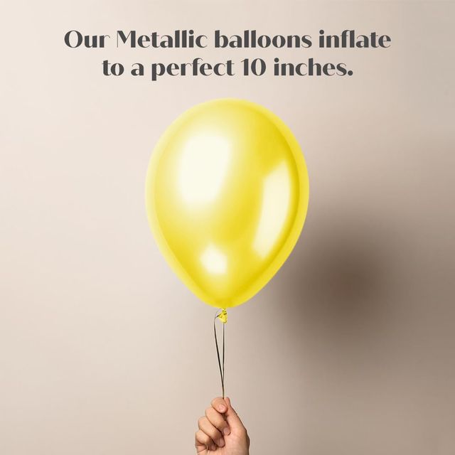 Just Party Yellow Metallic Balloons - Pack Of 25 For Birthday Party Decoration