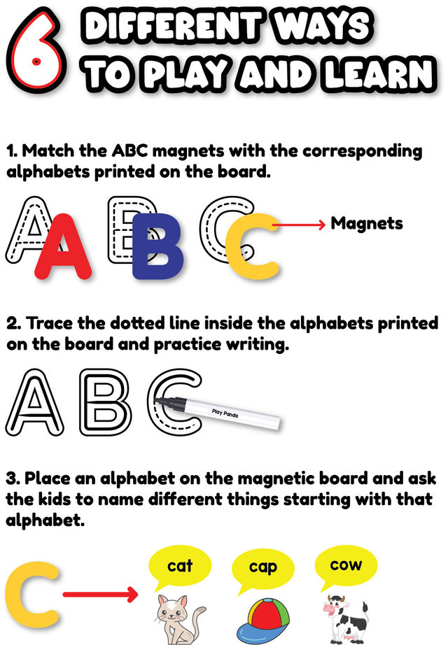 Play Panda Magnetic Learn to Write Capital Letters with Write and Wipe Magnetic Board