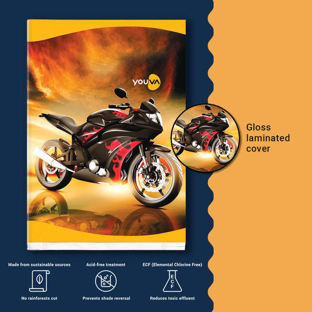Navneet Youva Soft Bound Single Line 276 Pages Long Notebook A4 size 21 cm X 29.7 cm 1 pc Combo