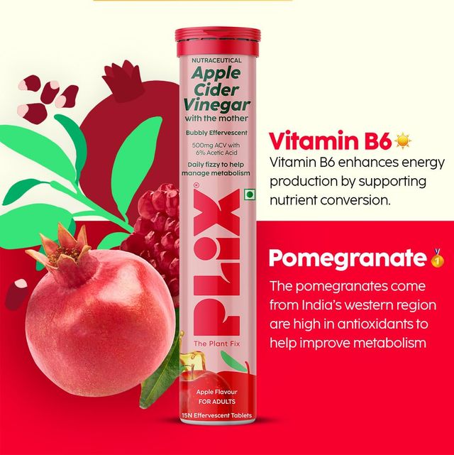 Plix Apple Cider Vinegar Effervescent Tablets With Mother - No Added Sugar | Assorted