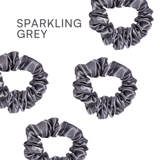 Gush Beauty Premium Hair Satin Rubber Band/Scrunchie | Set of 3 | Black, White & Gray