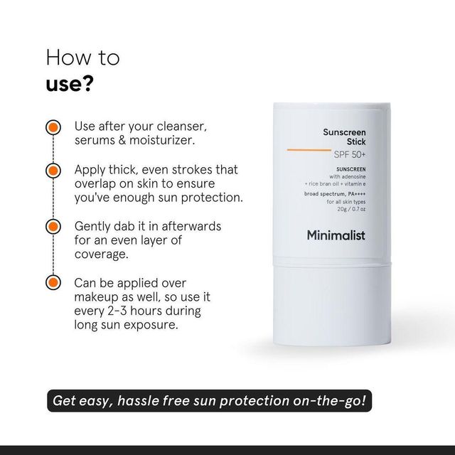 Minimalist Spf 50 Sunscreen Stick With Adenosine, Rice Bran Oil & Vitamin E