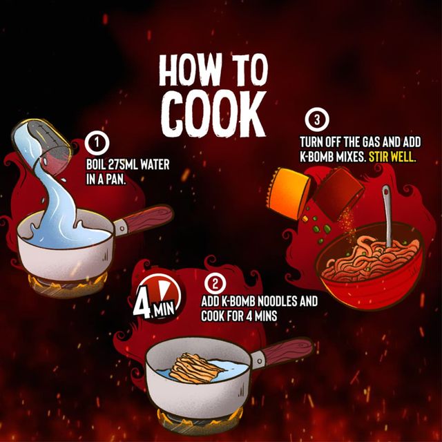 Too Yumm! K-Bomb Hot n Spicy | Ready to cook Instant Noodles | 100% Veg | Korean Noodles 79 g Combo