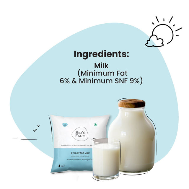 Sid'S Farm A2 Buffalo Fresh Milk (Pouch)(1pc) & Spinach - Cleaned, Without Roots(1pc) Combo