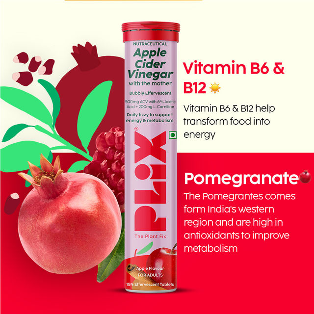 Plix Apple Cider Vinegar L-Carnitine Effervescent for converting fat into energy - Pack Of 1