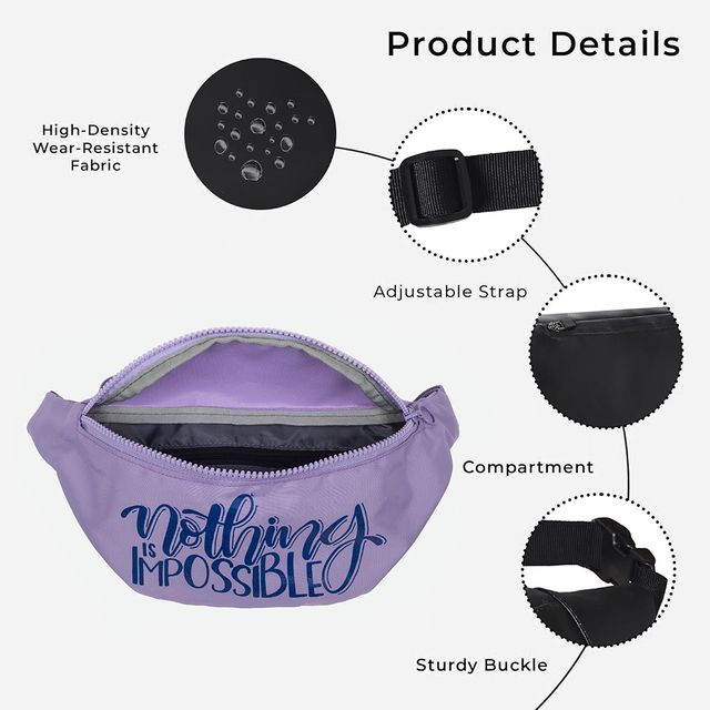 Buy QIPS Unisex Polyester 2 L Waist Bag | Lavender - Free Size