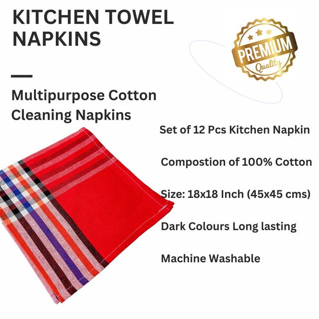 Lushomes Napkins - Multi Red | Machine Washable | Multipurpose Cotton | 18 x 18 inch