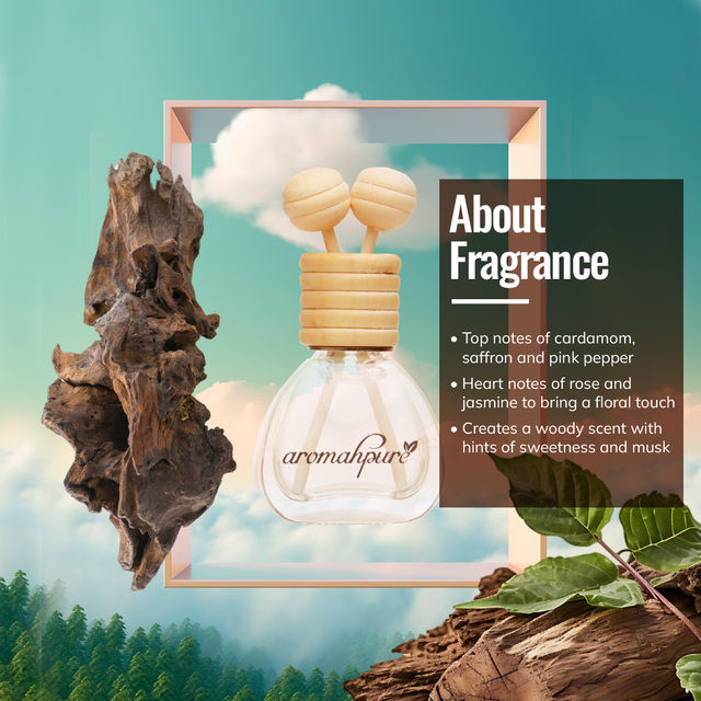 Aromahpure Car Perfume Vent Clip with Wooden Reed Stick | Oudh Fragrance | Last upto 30 days 14 ml X 2 Combo