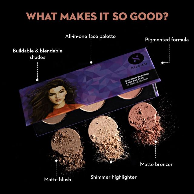 SUGAR Cosmetics Contour De Force Face Palette - 01 Subtle Summit (799)