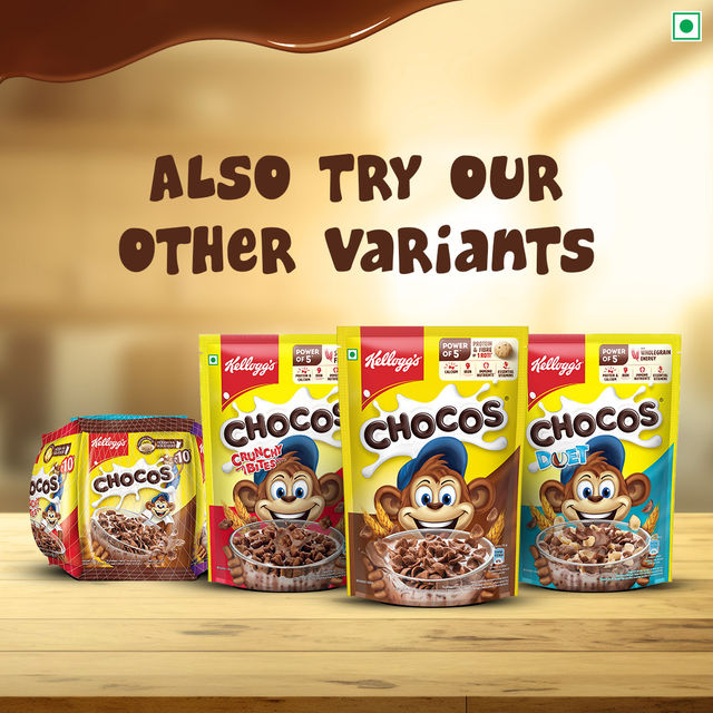 Kellogg's Chocos Crunchy Bites | Source of Calcium & Fibre, High in Protein | Kids Breakfast cereal 375 g Combo
