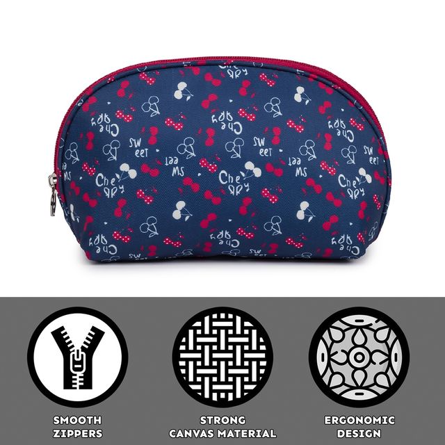 Qips Printed Semi-Circle Zipper Cosmetic Pouch Travel Accessory - Navy Blue